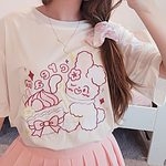 Japońska koszulka Kawaii Śliczna Anime Biała