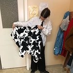 Sudadera con capucha y estampado de vaca de felpa suelta Kawaii