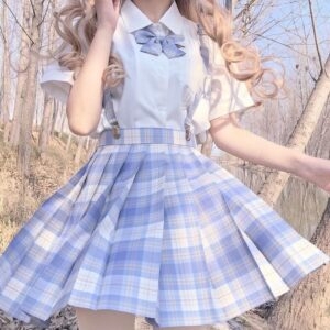 Kawaii High Waist Country Plissed Skirt Harajuku kawaii