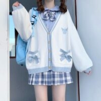 Suéter cárdigan rosa kawaii japonés Arco kawaii