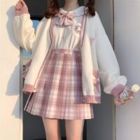 일본 카와이 핑크 카디건 스웨터 활 귀엽다