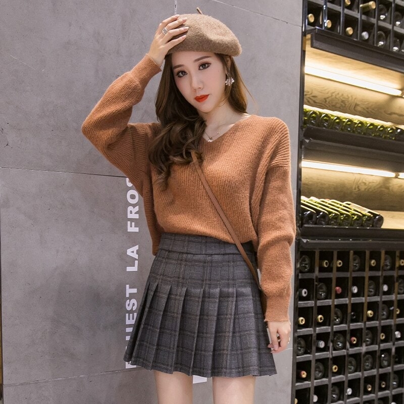 Women's High-waist Plaid Skirt - Kawaii Fashion Shop | Cute Asian ...