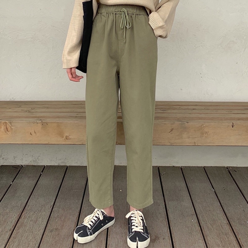 Wide square pants in sage green  D2LINE