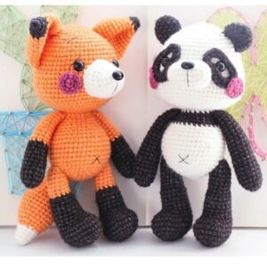 Handgemaakte gebreide pandapop pop speelgoed kawaii