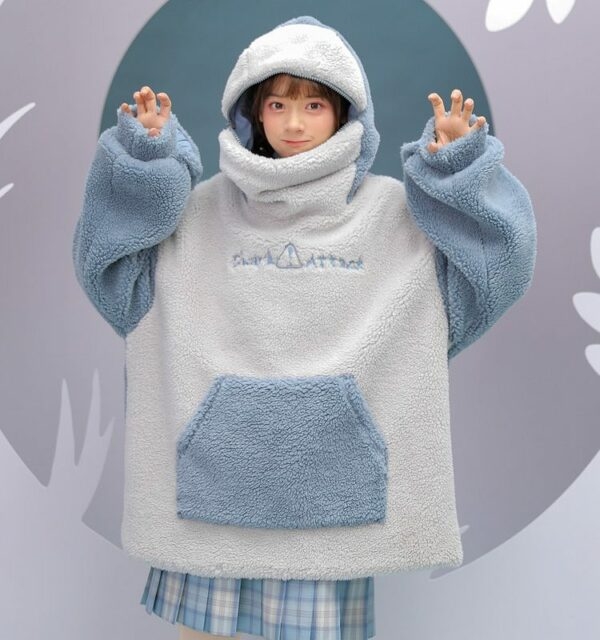 Kawaii haai hoodie met rits Harajuku-kawaii