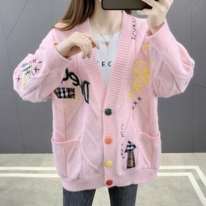 Kawaii Pink Personality Cardigan Sweater Cardigan kawaii