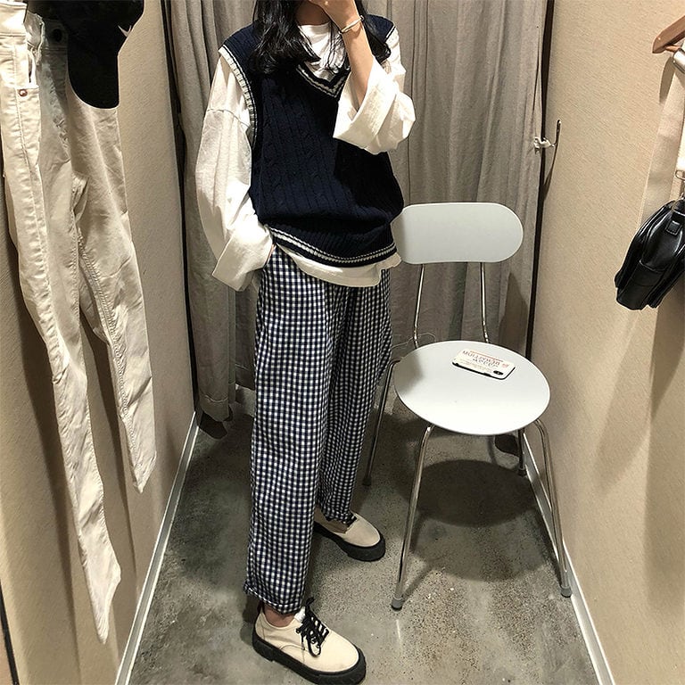 Twist Stripe V-neck Knit Vest - Kawaii Fashion Shop | Cute Asian ...