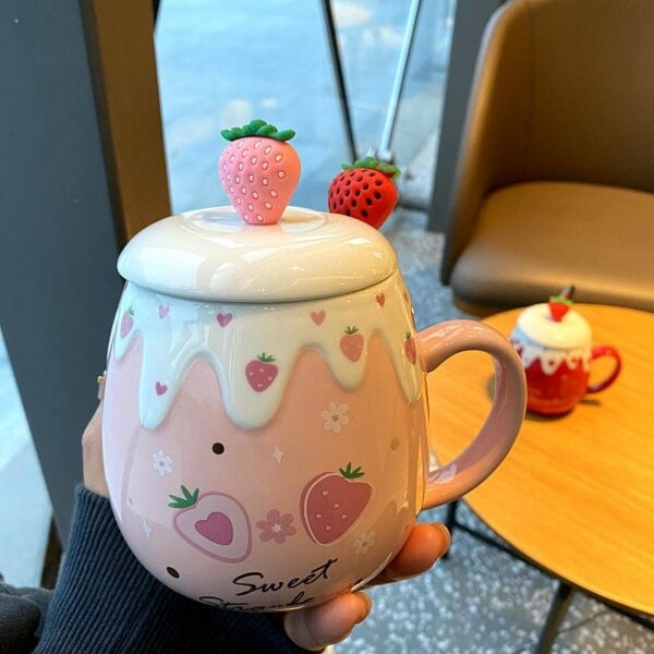 Кофейная кружка Cute Strawberry 500 мл Кофейная кружка каваи