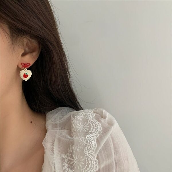 Cute Strawberry Stud Earrings Cherry kawaii