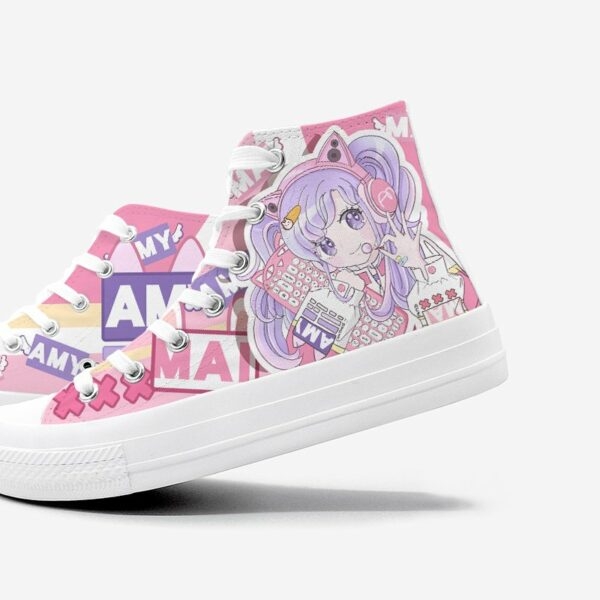 Hoch geschnittener Canvas-Sneaker mit Game Girl-Print Canvas-Schuhe kawaii