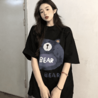 Kawaii Bear T-shirt i bomull med tryck björn kawaii