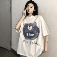 Kawaii Bear T-shirt i bomull med tryck björn kawaii