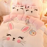 Zestaw pościeli z kreskówkowym królikiem Spódnica na łóżko kawaii