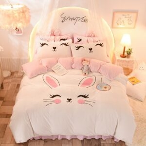 Simpatico set da letto con coniglietto cartone animato gonna da letto kawaii