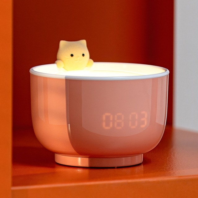 Cute LED Teacup Cat alarm clock light