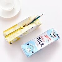 Caixa de lápis aleatória com design de caixa de leite Kawaii fofo