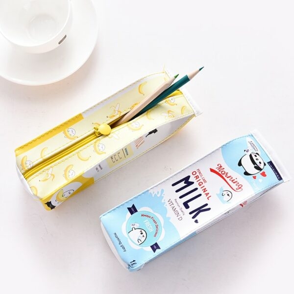 Astuccio per matite casuale con design a forma di scatola del latte Kawaii carino