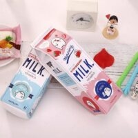 Trousse à crayons aléatoire au design de boîte à lait Kawaii mignon