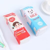 Estuche para lápices aleatorio con diseño de caja de leche lindo kawaii