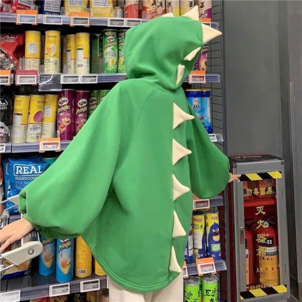 Green Dinosaur 3d Back Fins Oversize Hoodie - Kawaii Fashion Shop ...
