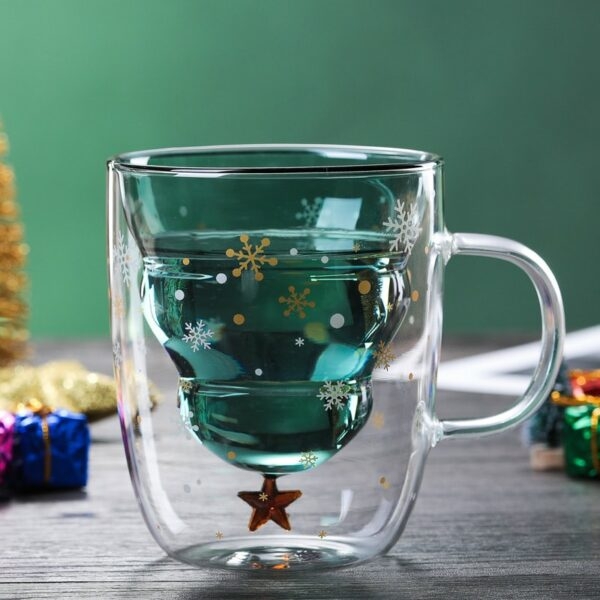 Tasse d'arbre de Noël en verre Kawaii Arbre de Noël kawaii