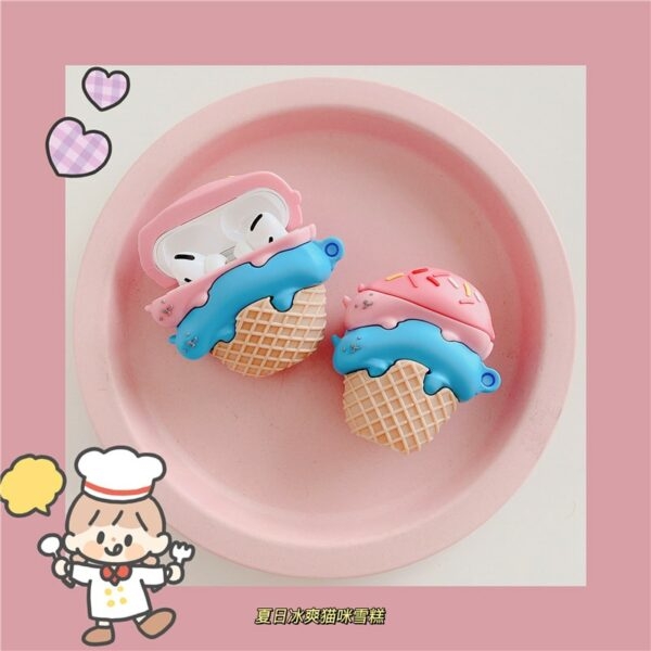 Kawaii Ice Cream Cone Airpods-fodral Glass kawaii