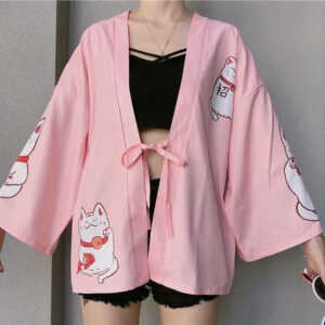 Kimono Kawaii de Gatos de la Suerte harajuku kawaii