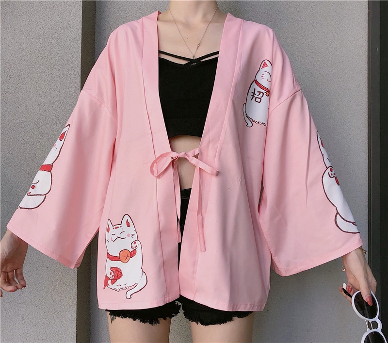 Kawaii Lucky Cats Kimono - Kawaii Fashion Shop | Cute Asian Japanese ...