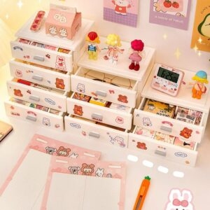 Mini tiroir rectangulaire à blocs de couleurs Kawaii Bureau Ins kawaii