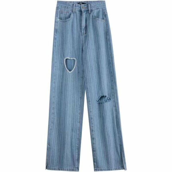 Calça jeans recortada kawaii com miçangas Calça jeans kawaii