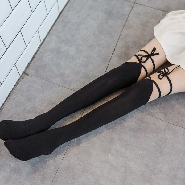 Sexy Lolita Overknee-Socken mit Kreuzschnürung Hohe Röhrenstrümpfe kawaii