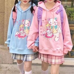 Pull ample imprimé ours Kawaii, pull ours kawaii
