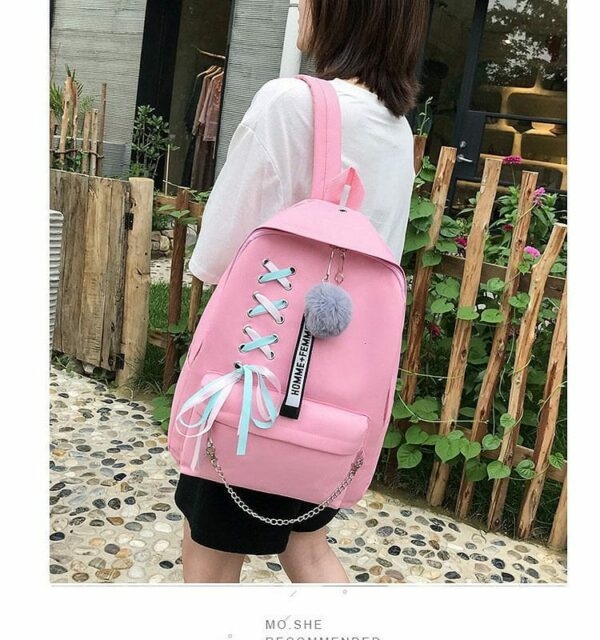 Lindo conjunto de mochila con cinta Loneta kawaii