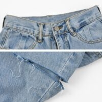 Прямые джинсовые брюки с вырезами в стиле каваи Джинсовые брюки каваи