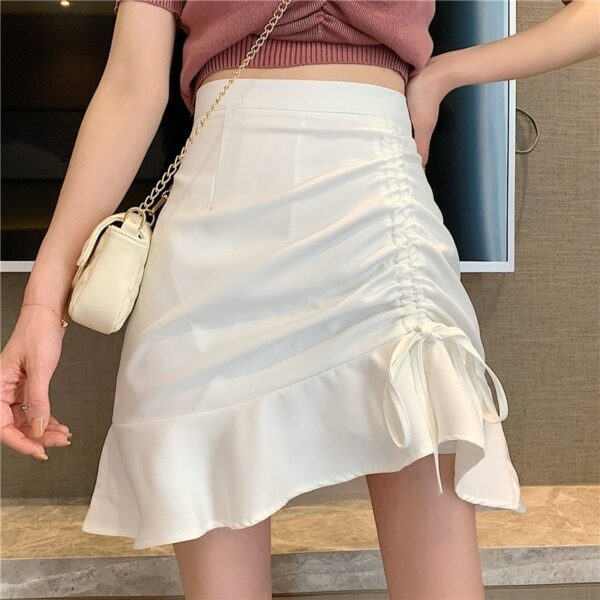 Koreańska modna spódnica z falbaną typu fishtail Spódnica typu fishtail kawaii