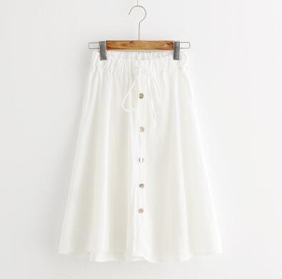 Летняя японская льняная юбка с воланами на пуговицах