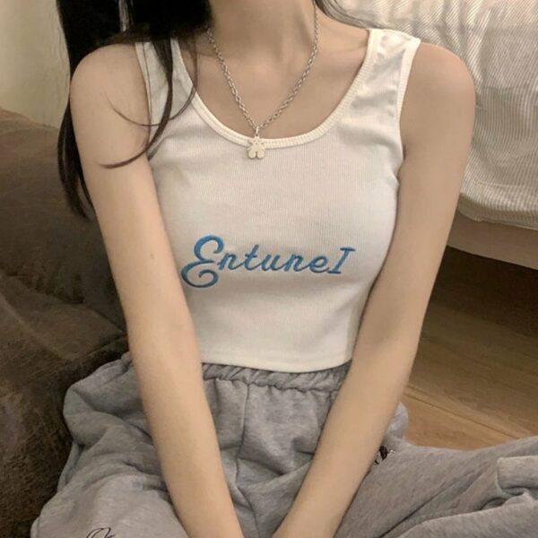Camiseta sin mangas de punto de moda coreana kawaii coreano