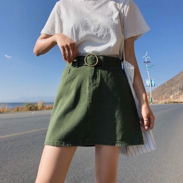 Mini spódniczka dżinsowa z wysokim stanem Spódnica dżinsowa kawaii