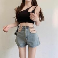 Sexy ausgehöhlte Denim-Shorts Kawaii Jeansshorts