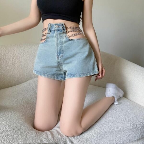 Sexy ausgehöhlte Denim-Shorts Kawaii Jeansshorts