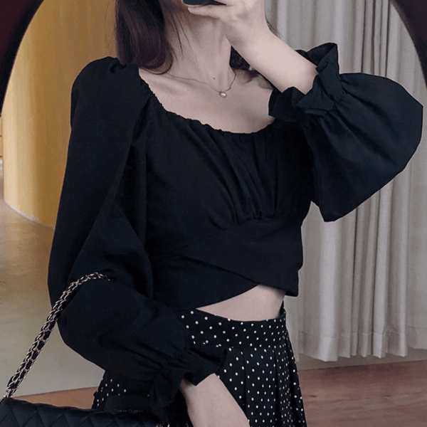 Camicette sexy slim solide in stile coreano Kawaii coreano