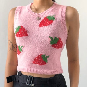 Gilet en tricot fraise
