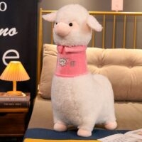 White Pink Fluffy Alpaca Plushie Toys Alpaca kawaii
