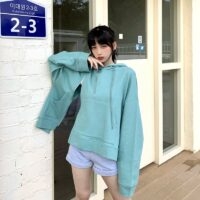Mooie losse hoodies met ritssluiting aan de zijkant en zak Harajuku-kawaii