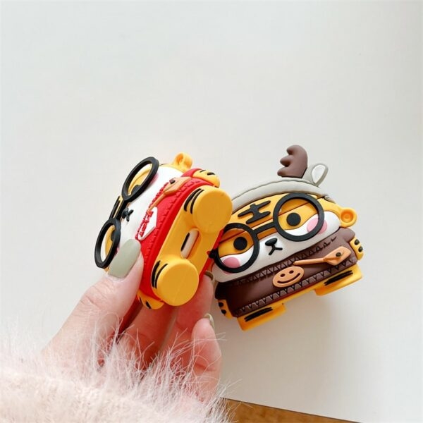 Söt 3D Tiger Airpods-fodral Tecknad kawaii