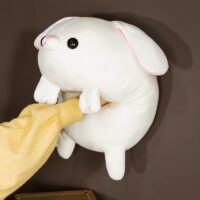 Giocattolo di peluche coniglietto sdraiato bianco Kawaii Animale kawaii