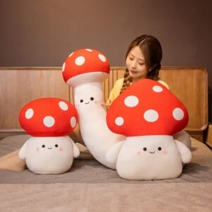 Kawaii – famille de champignons à pois rouges, jouets en peluche créatifs kawaii