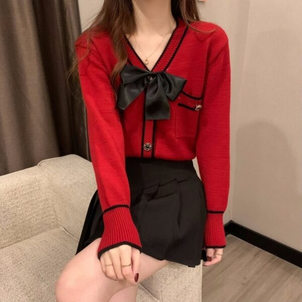 Koreaanse stijl dubbele kleur strikvest Vest kawaii