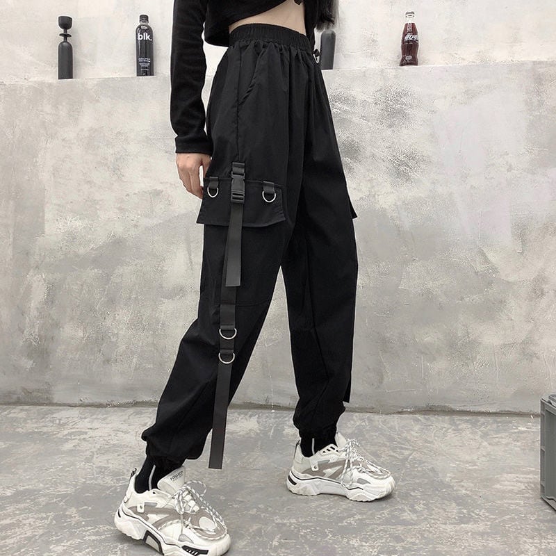Solid Color Cargo Pant With Pocket - Kawaii Fashion Shop | Cute Asian ...