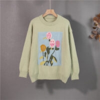 Suéter de malha floral estilo coreano Colorfaith kawaii